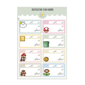 برچسب نام طرح سوپر ماریو قارچ خور