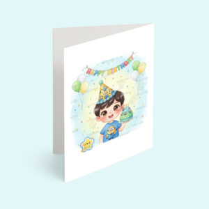 کارت پستال مدل پسر با تم تولد مینیون