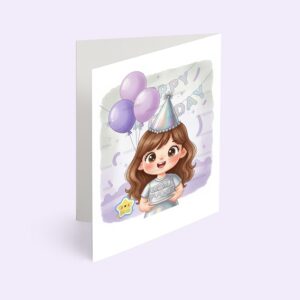 کارت پستال دختر با تم تولد کروم