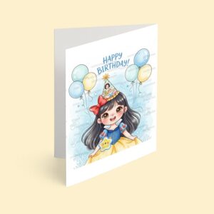 کارت پستال دختر مدل تم تولد سفید برفی