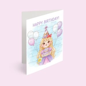 کارت پستال دختر مدل تم تولد گیسو کمند