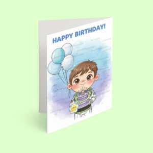 کارت پستال پسر مدل تم تولد بازلایتر