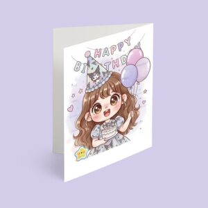 کارت پستال دختر مدل تم تولد کرومی