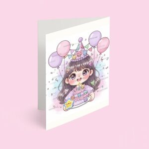 کارت پستال دختر مدل تم تولد گوگوجی