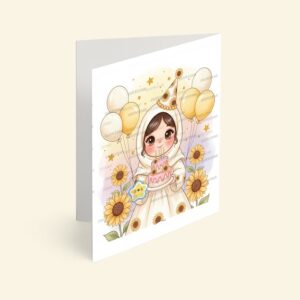 کارت پستال مدل تم تولد دختر آفتابگردون