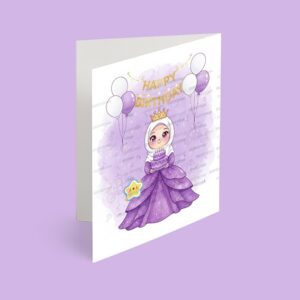 کارت پستال دختر مدل تم تولد پرنسس بنفش