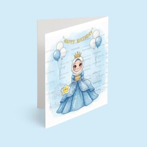 کارت پستال دختر مدل تم تولد پرنسس آبی