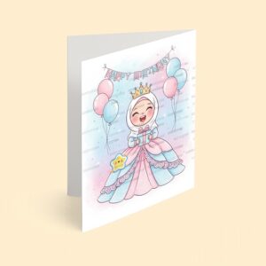 کارت پستال دختر مدل تم تولد پرنسس صورتی